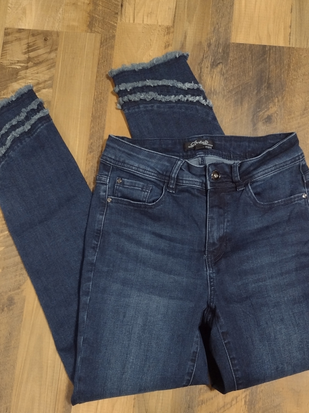 Charlie Dark Blue Frayed Hem Women's Jeans Size 2